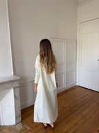 Veste longue écrue à rayures