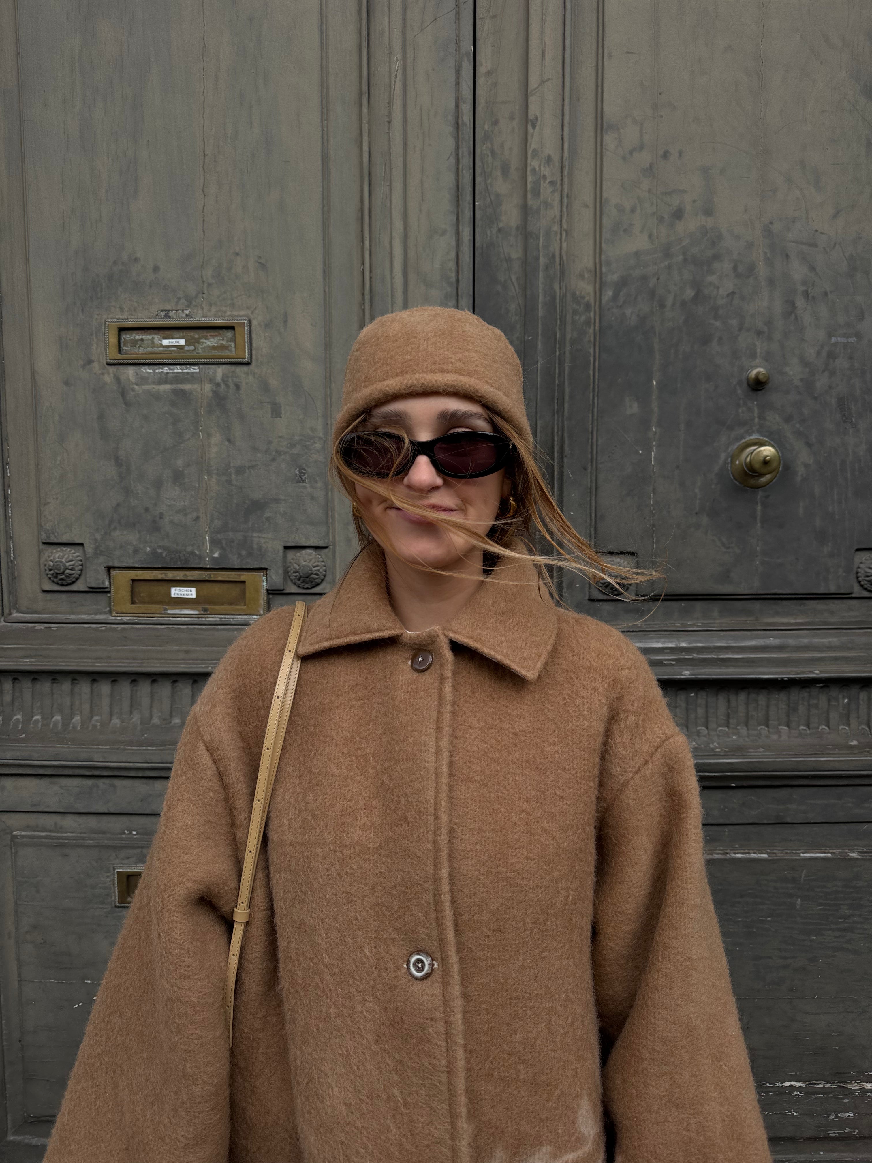 Chapeau upcyclé laine marron clair vintage