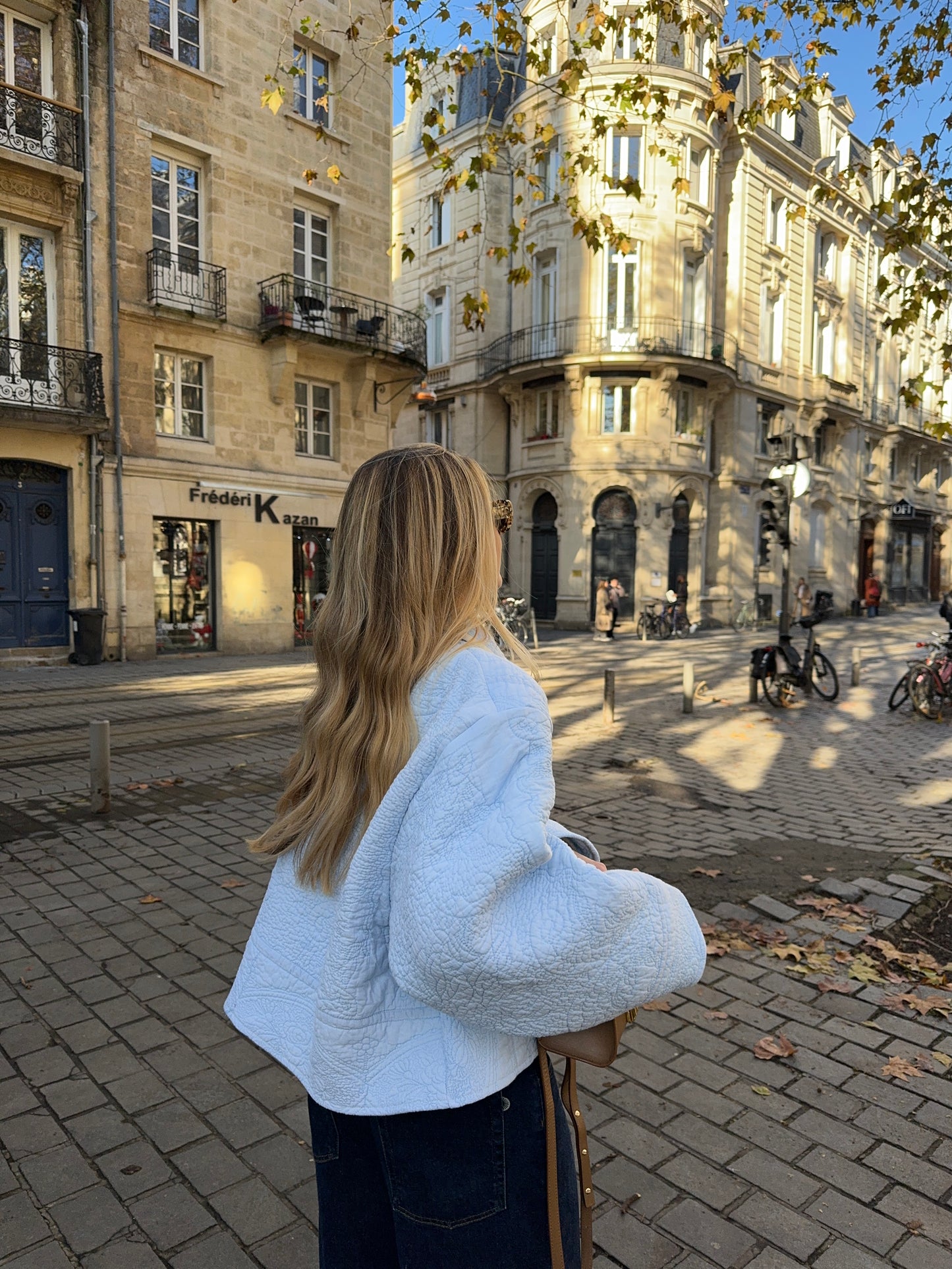 Veste upcyclée matelassée bleu ciel