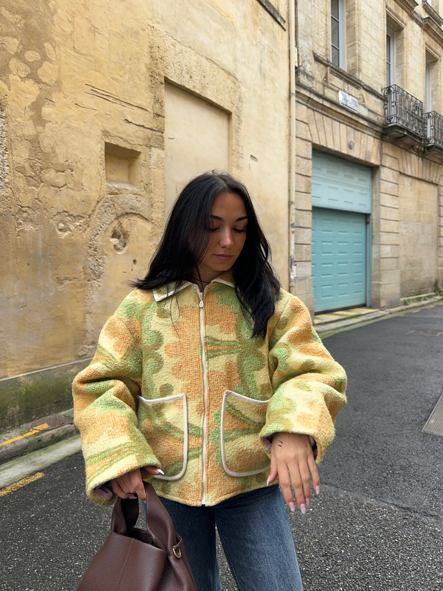 Veste upcyclée laine colorée