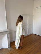 Veste longue écrue à rayures
