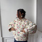 Veste upcyclée matelassée crème à fleurs