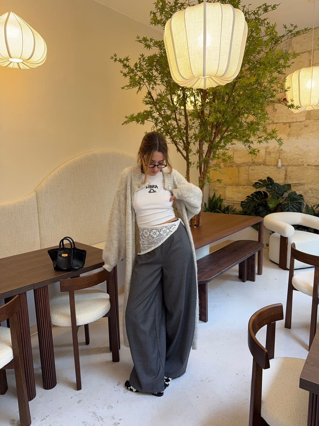 Pantalon laine fine grise