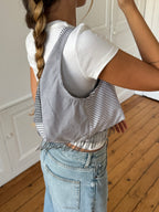 Sac upcyclé patchwork et franges