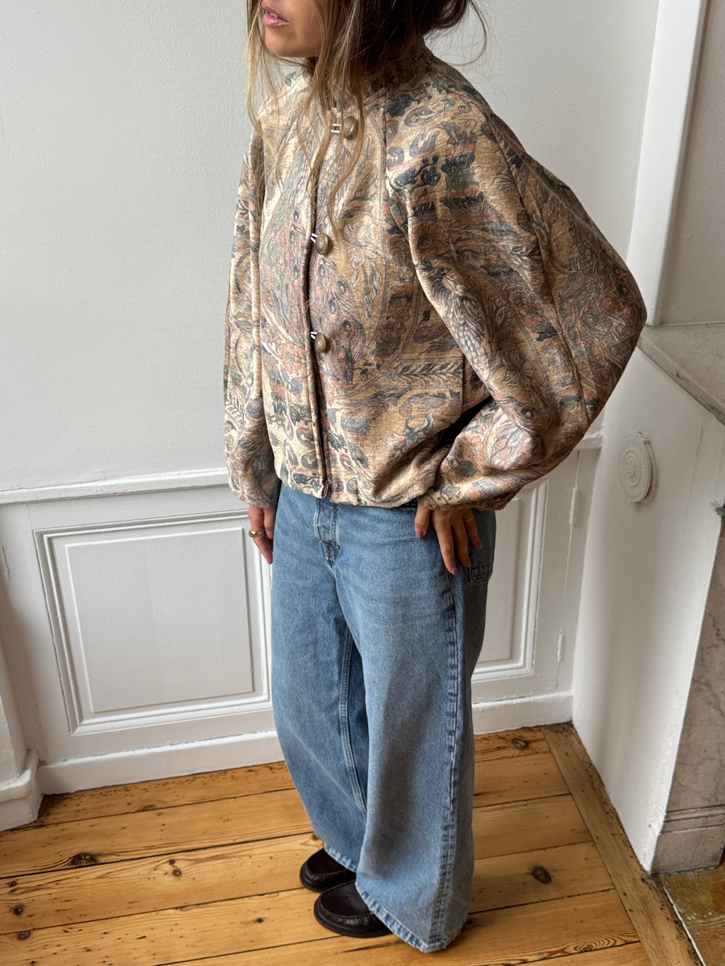 Veste fine upcyclée à motifs - T1