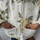 Veste upcyclée matelassée blanche à fleurs jaunes