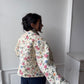 Veste upcyclée matelassée crème à fleurs