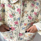 Veste upcyclée matelassée crème à fleurs