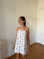 Robe dos nu upcyclée à fleurs - S