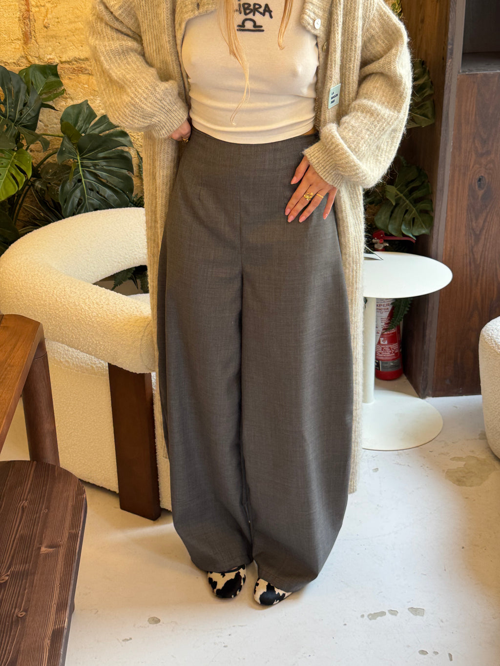 Pantalon laine fine grise