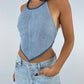 Top upcyclé denim