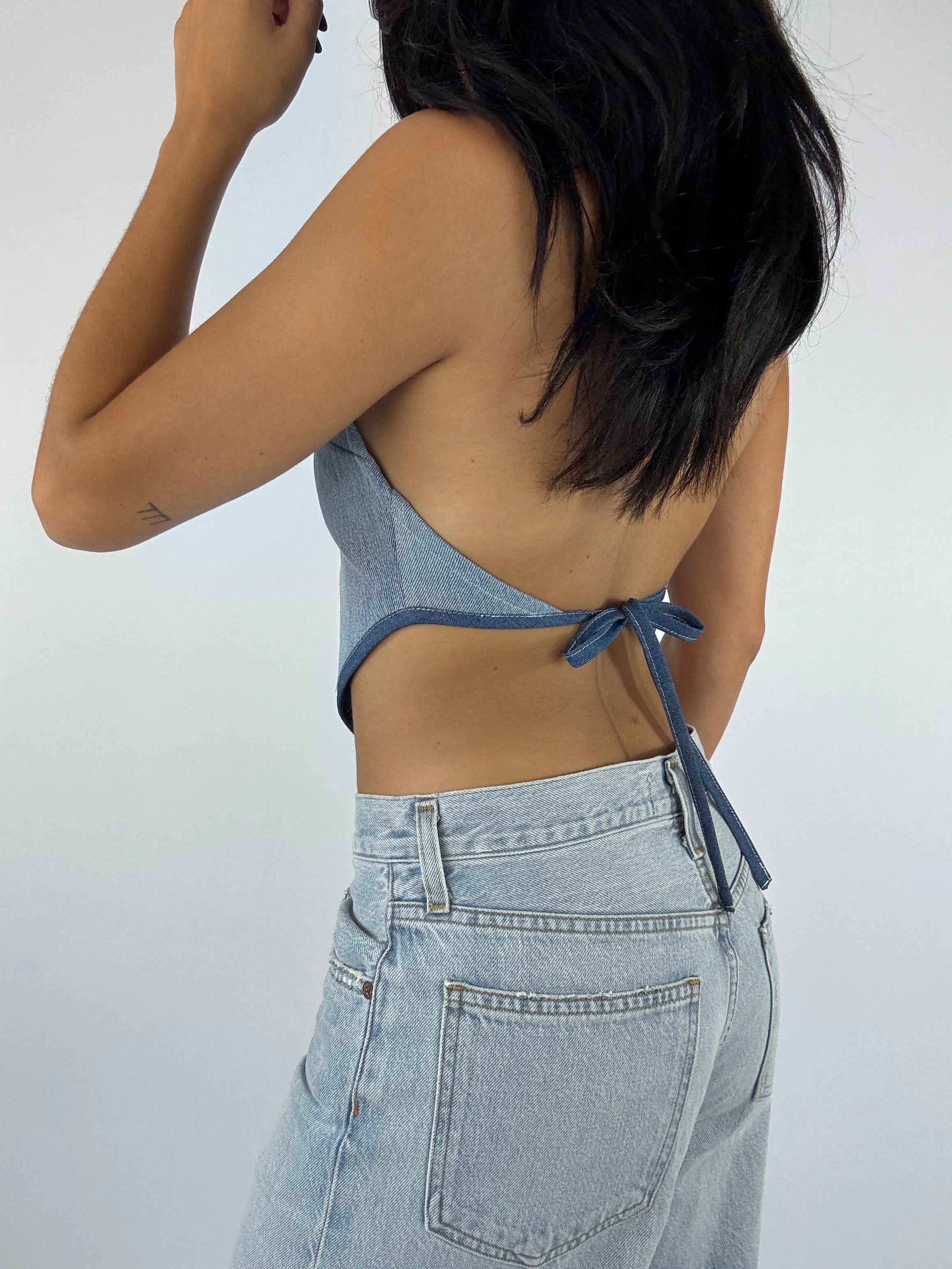 Top upcyclé denim