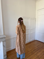 Veste longue upcyclée satinée cuivrée - M