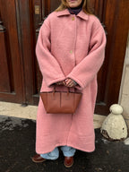 Manteau long upcyclé laine rose vintage