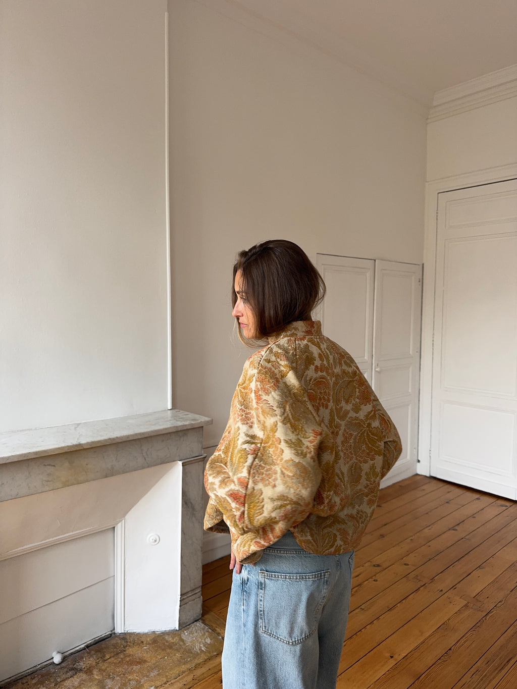 Veste upcyclée à motifs