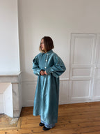 Veste longue upcyclée velours bleu - T1