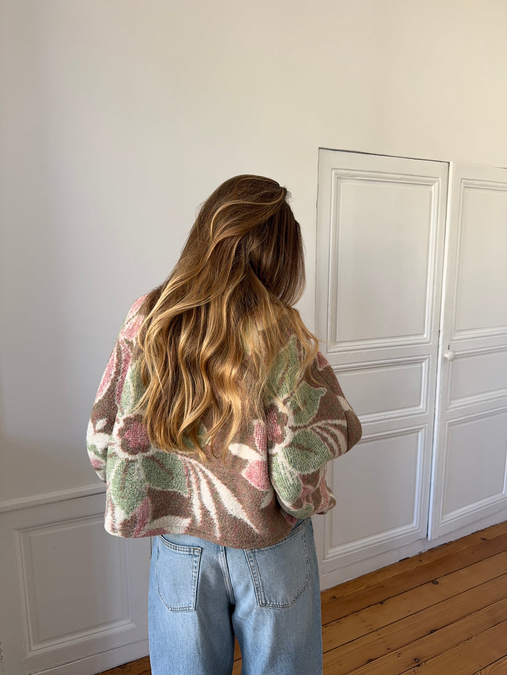 Veste upcyclée laine à motifs - T1