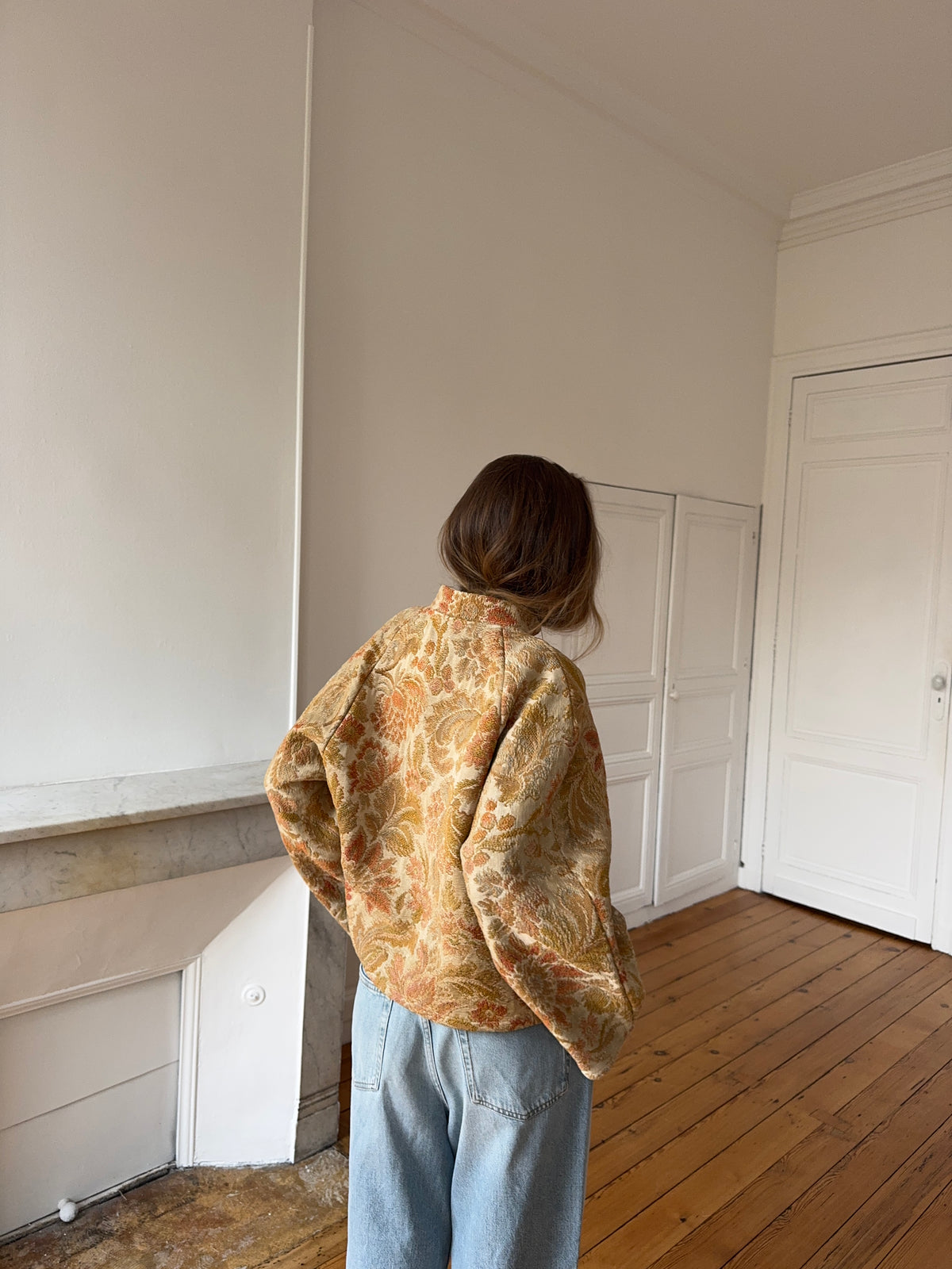 Veste upcyclée à motifs