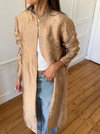 Veste longue upcyclée satinée cuivrée - M