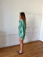 Combinaison upcyclée verte à rayures - M/L