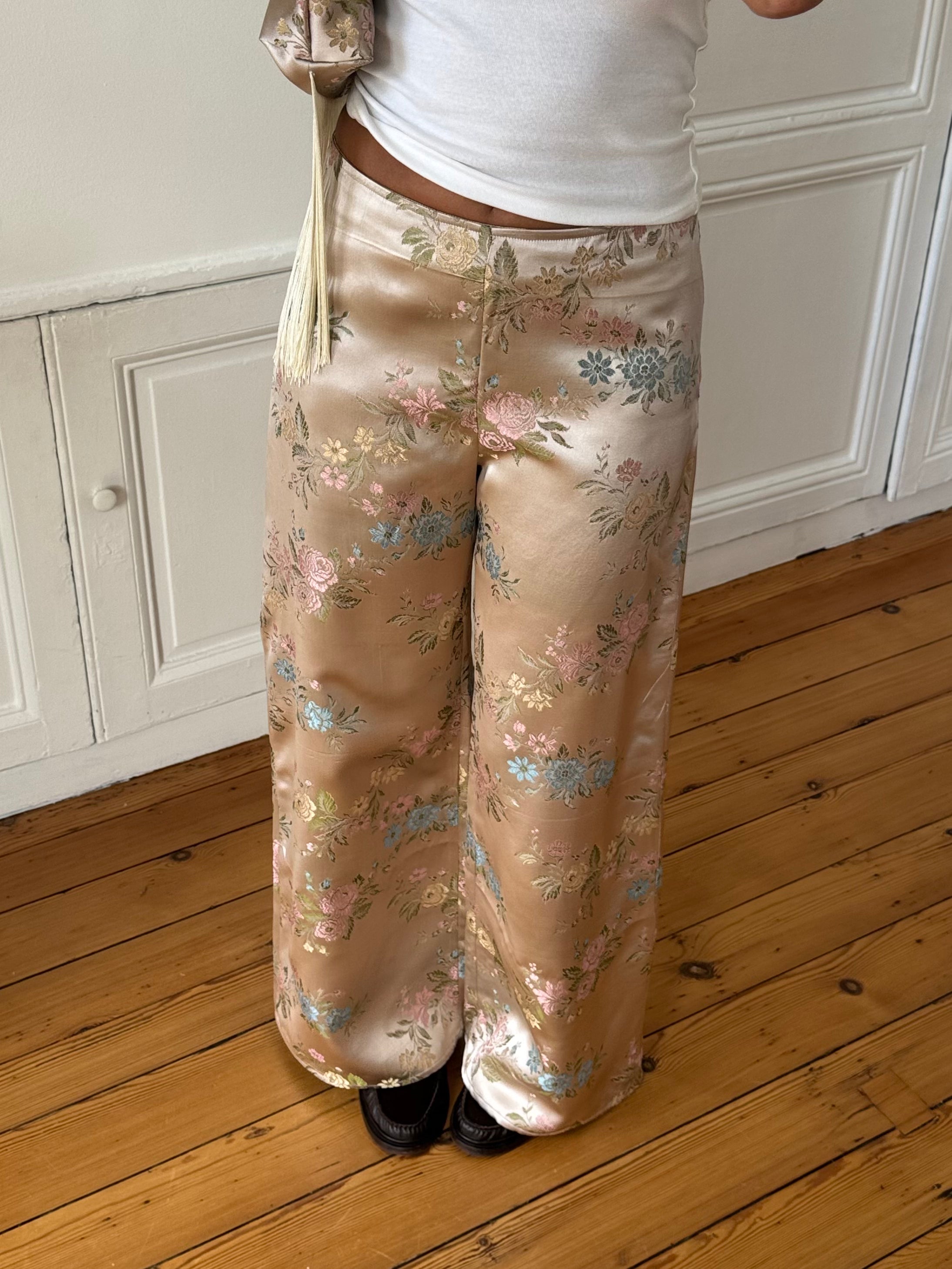 Pantalon upcyclé satiné cuivré - S