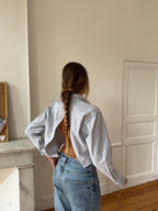 Chemise upcyclée dos nu à rayures - XS/S
