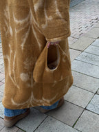 Sac upcyclé laine marron clair à motifs vintage - petit