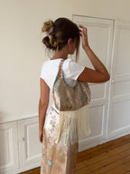 Sac upcyclé satiné cuivré et franges