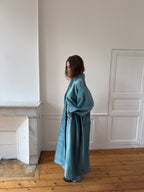 Veste longue upcyclée velours bleu - T1