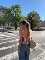 Top dos nu vichy rouge