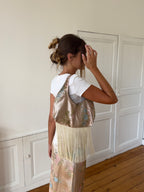 Sac upcyclé satiné cuivré et franges