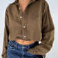 Chemise upcyclée dos nu soie marron