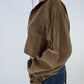 Chemise upcyclée dos nu soie marron