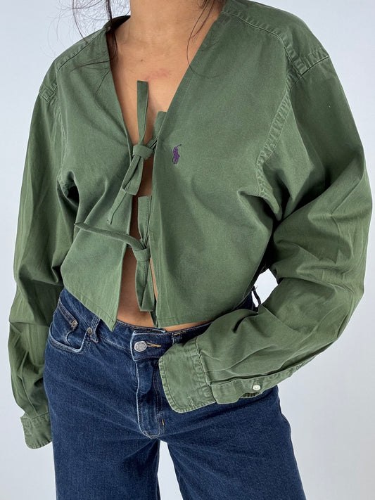 Chemise upcyclée vert kaki