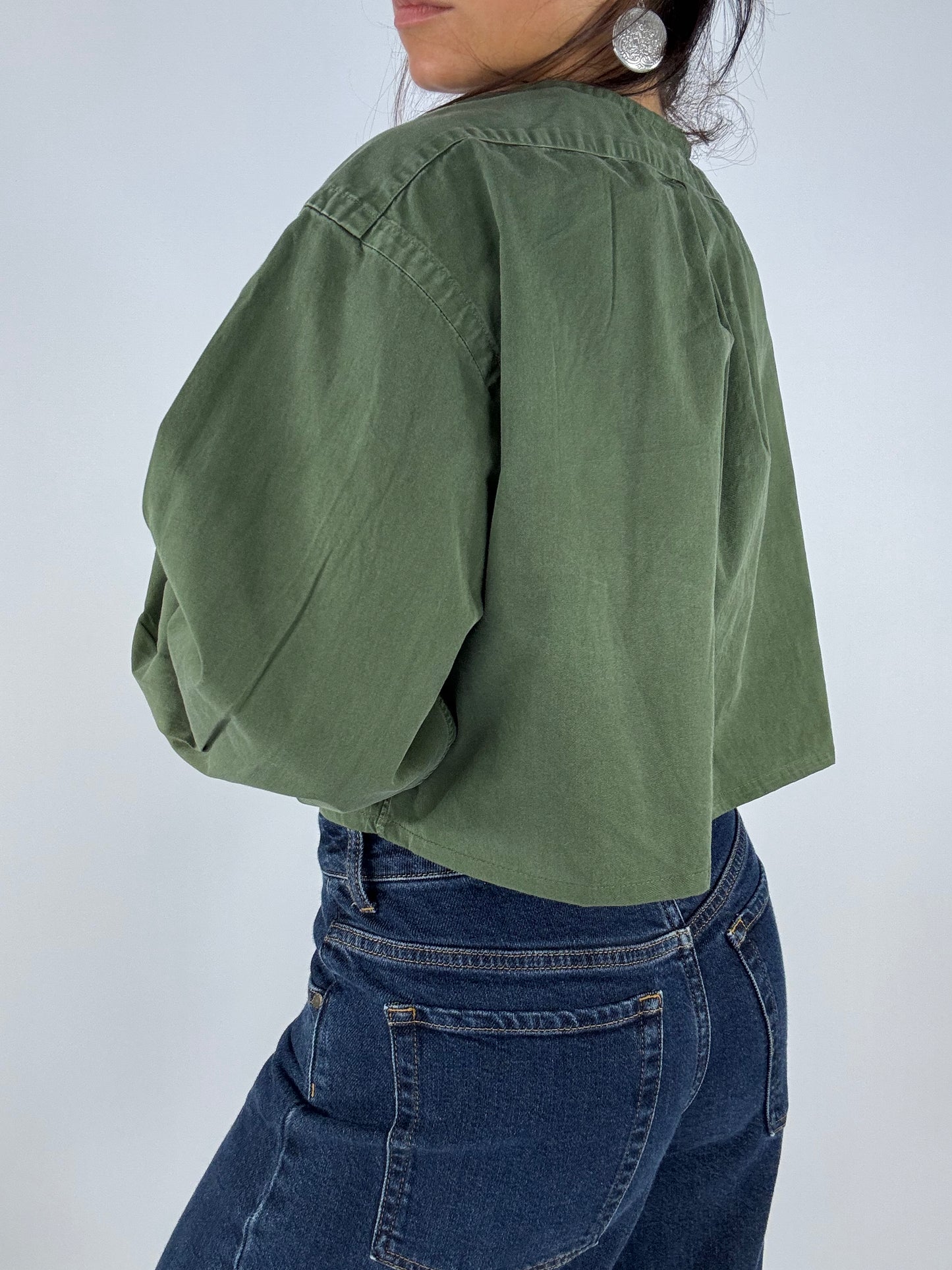 Chemise upcyclée vert kaki