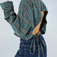 Chemise upcyclée dos nu à carreaux
