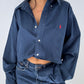 Chemise upcyclée dos nu marine