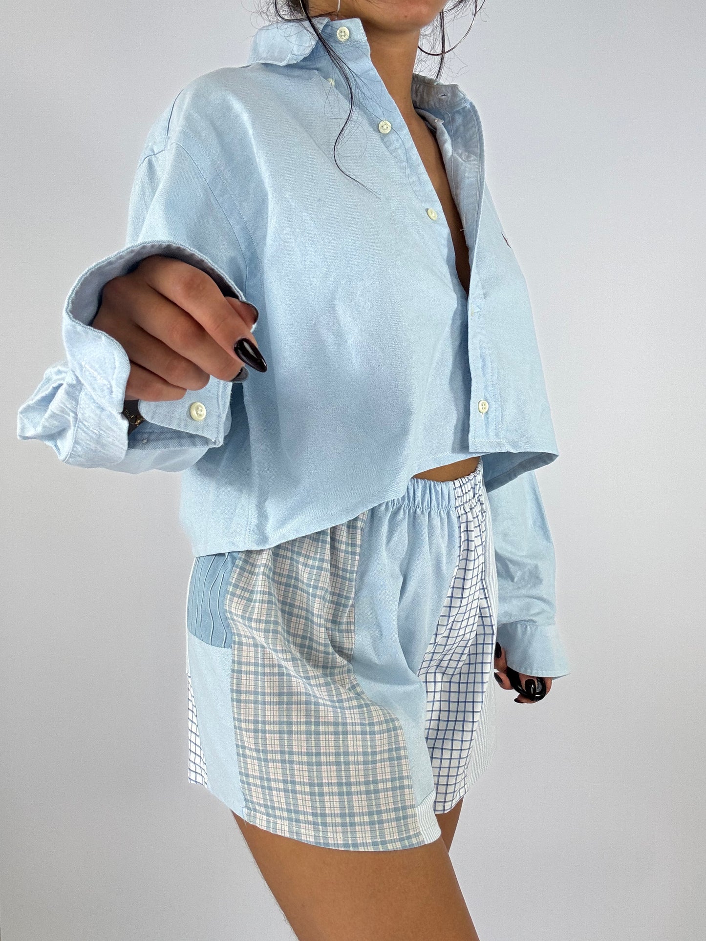 Ensemble upcyclé ciel et patchwork