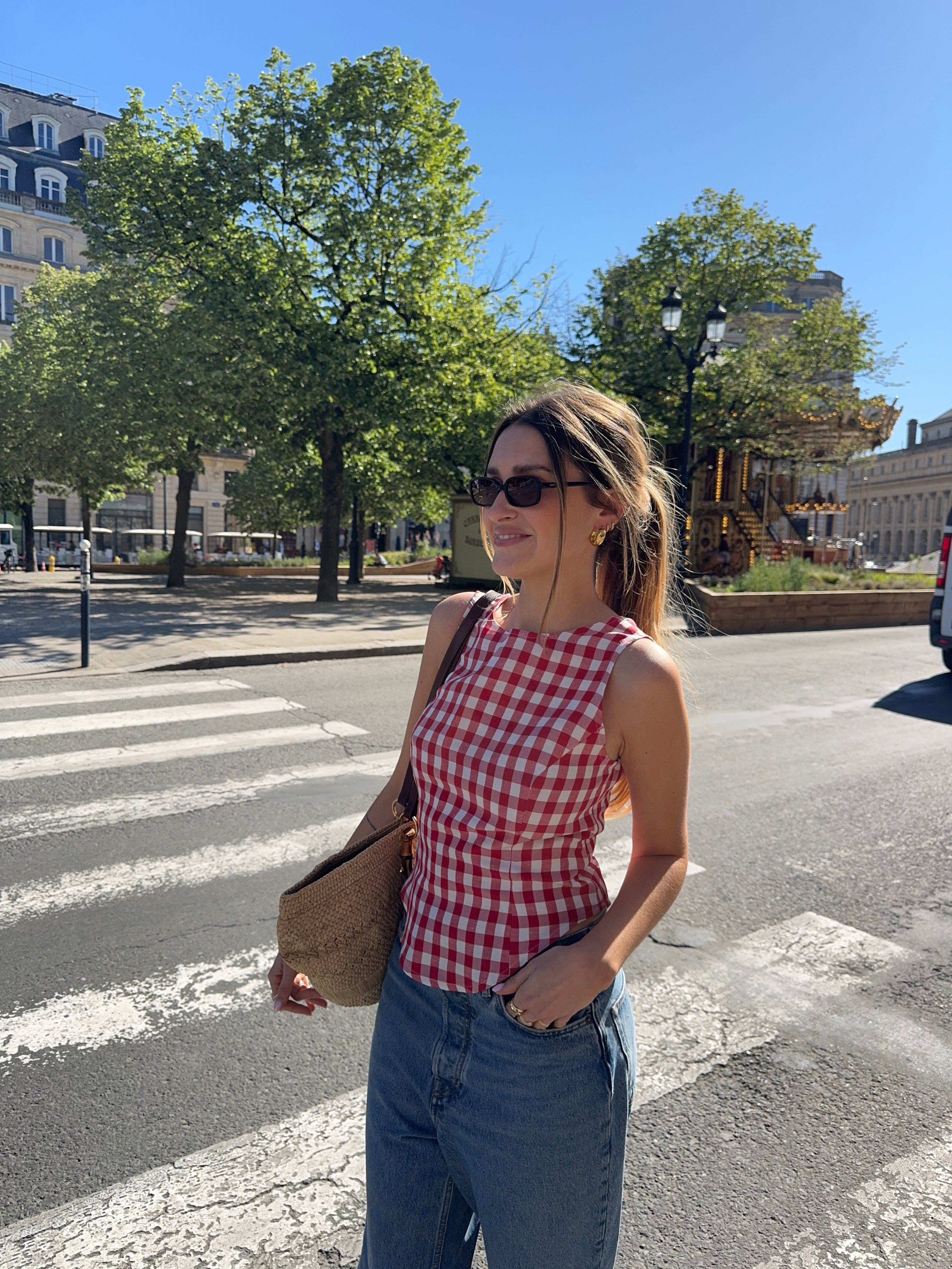 Top dos nu vichy rouge