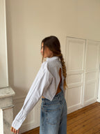 Chemise upcyclée dos nu à rayures - XS/S