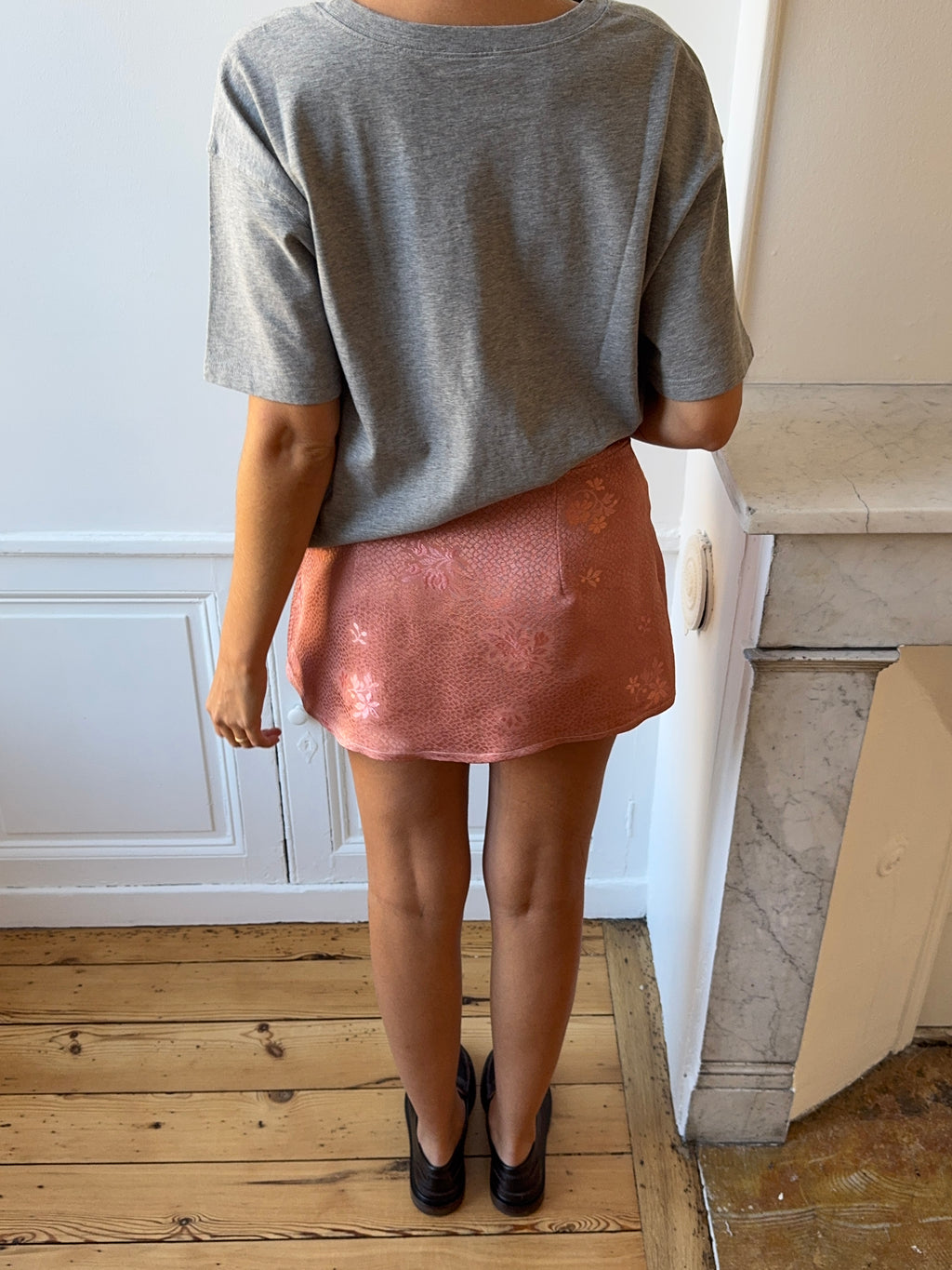 Sky blue satin upcycled skort