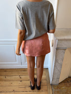 Sky blue satin upcycled skort