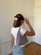 Sac upcyclé vichy et dentelle