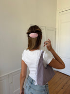 Sac upcyclé vichy et dentelle
