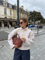Veste upcyclée matelassée lilas à fleurs