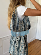 Sac upcyclé à motifs et franges