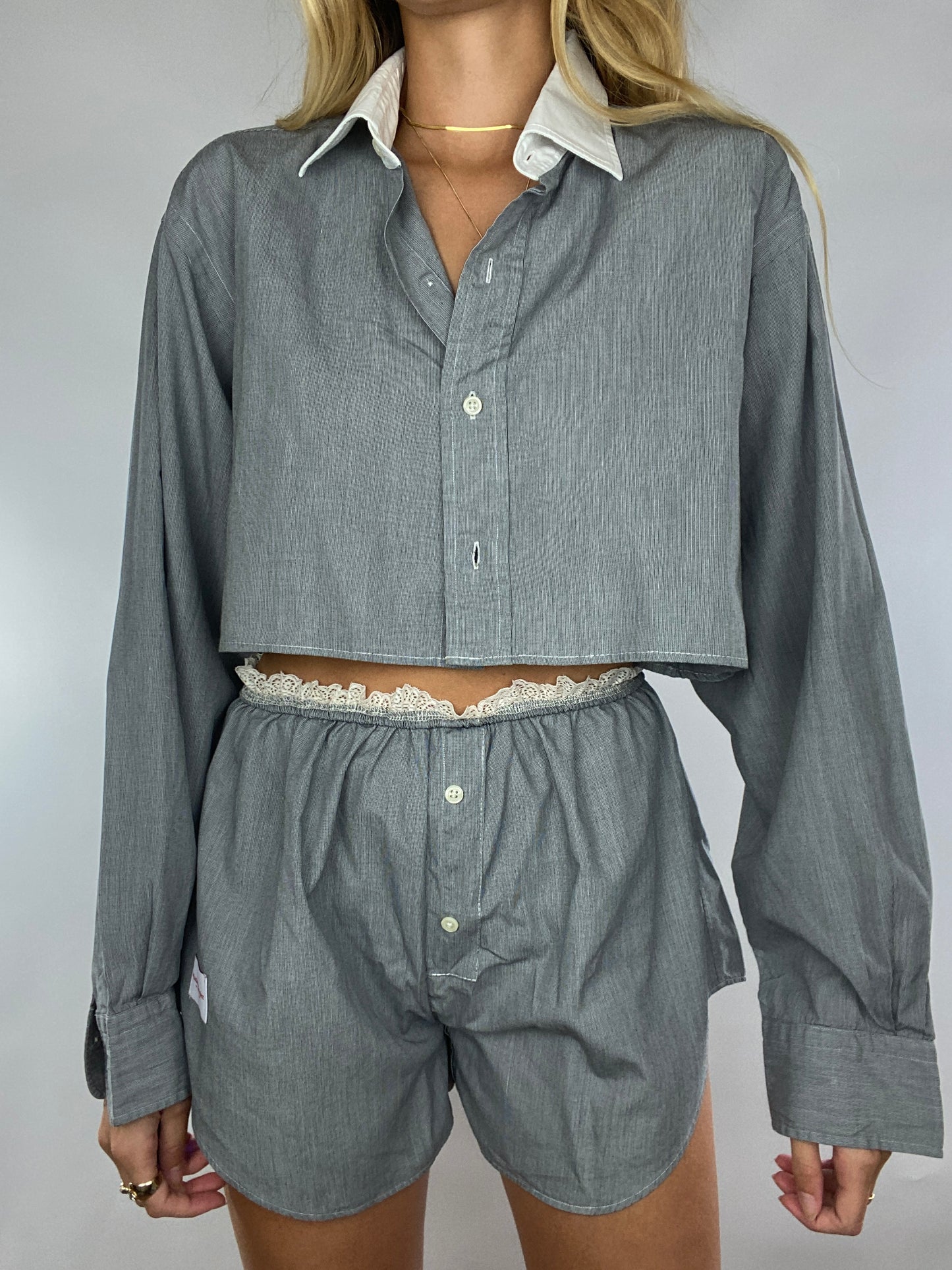 Ensemble upcyclé gris chiné