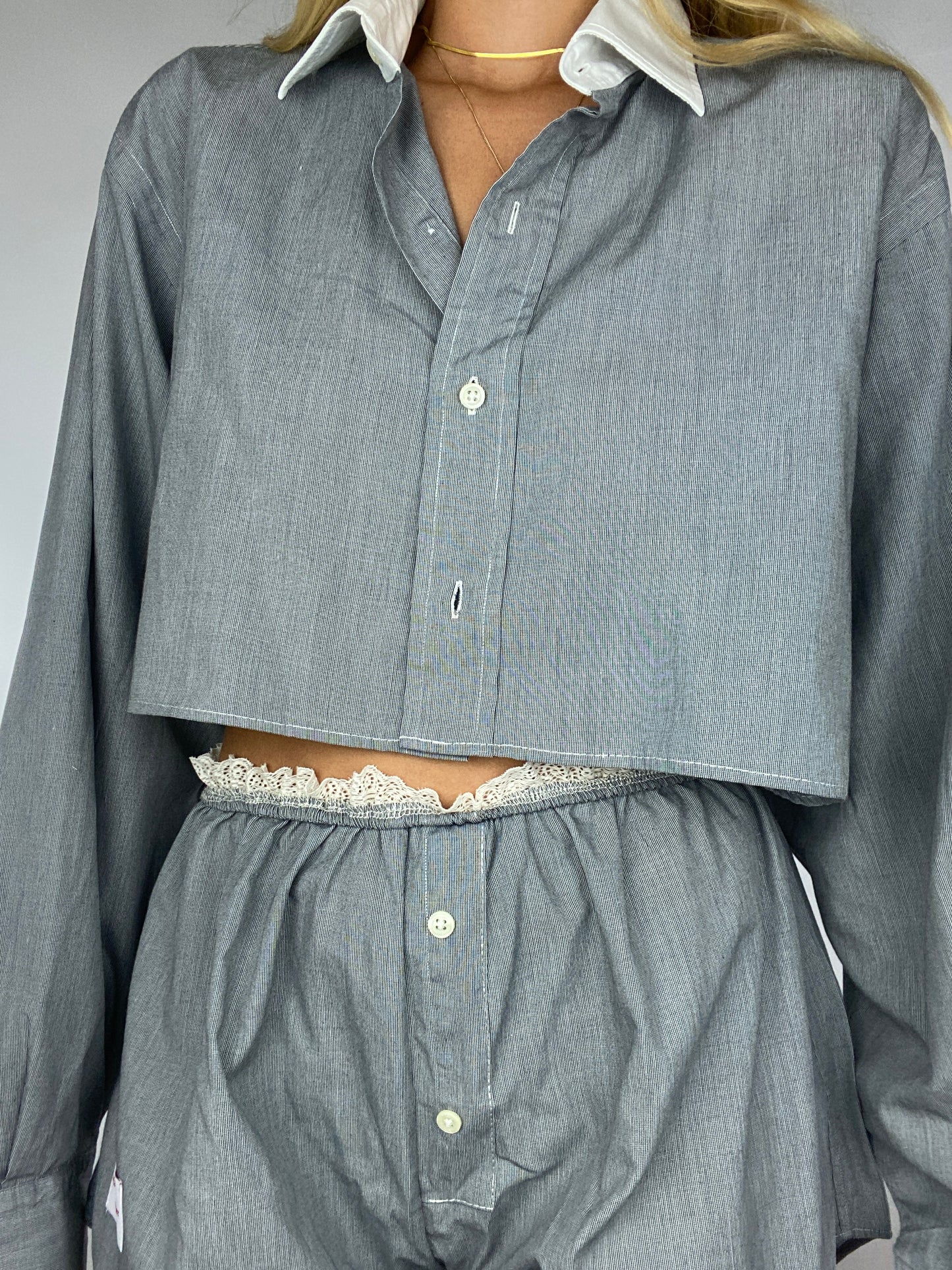 Ensemble upcyclé gris chiné