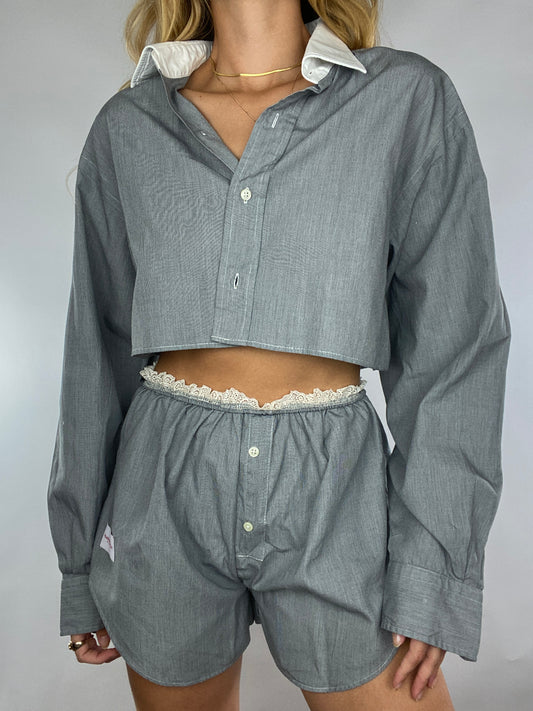 Ensemble upcyclé gris chiné