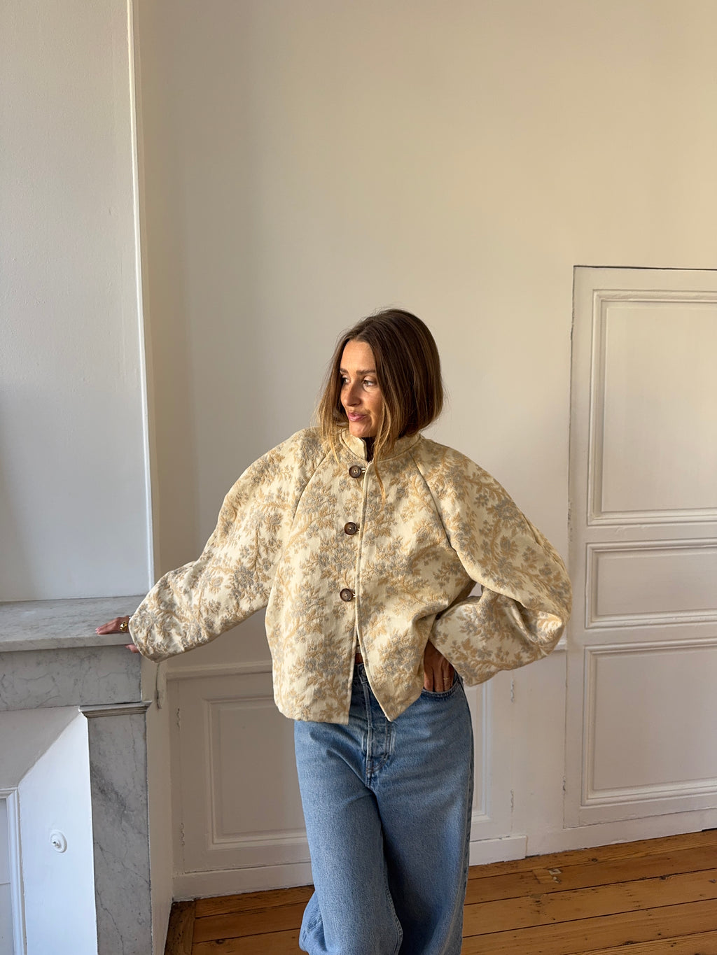 Veste upcyclée crème - T2
